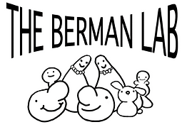 Text "The Berman Lab" over line drawing of happy yeast cells
